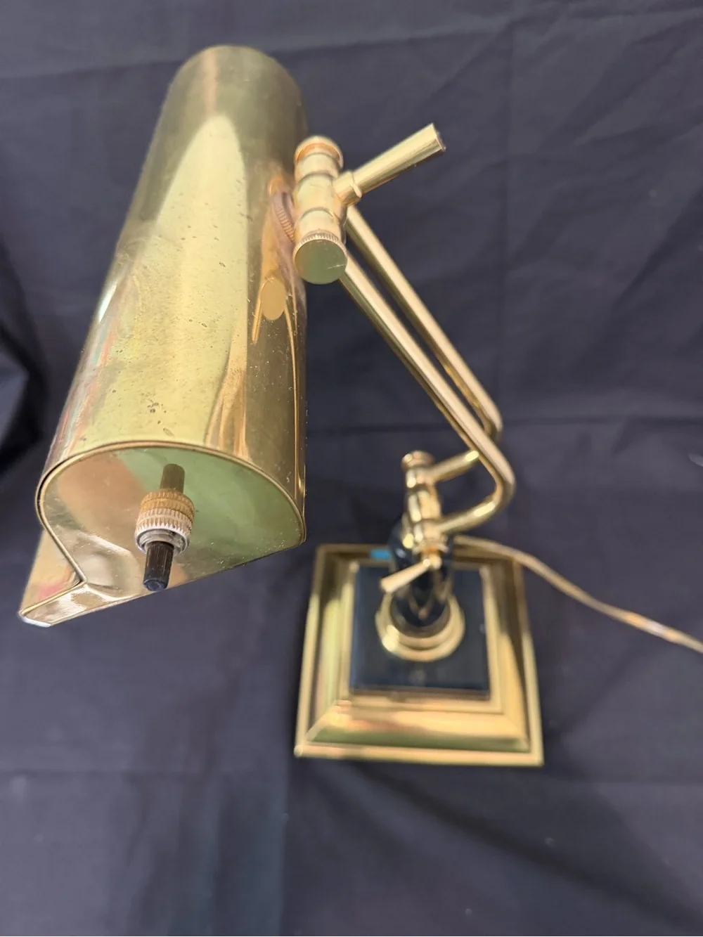 Vintage Brass Piano/Desk Lamp with Black marble